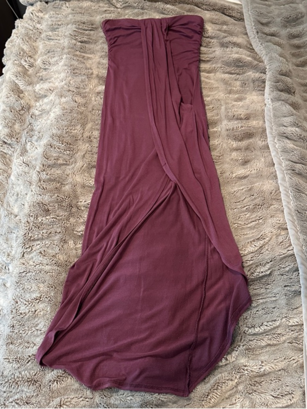 Heart Hips Strapless Maxi Dress in Burgundy Plum